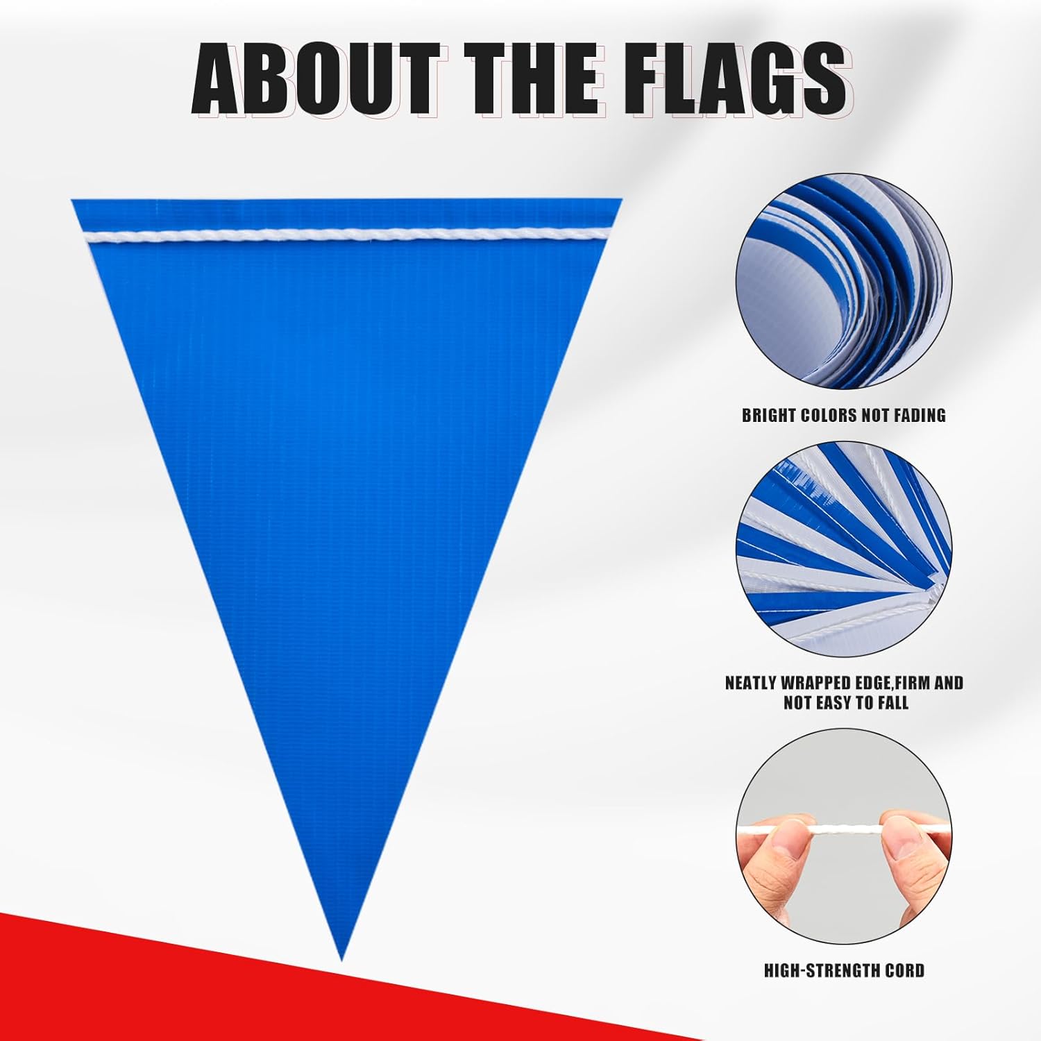 Safety Warning Pennant Banner Flags – 105FT OSHA High Visibility Colored Triangle Flags for Construction Zones, Roadwork, and Hazard Areas(WHITE+BLUE,45pcs,105FT) - Image 6
