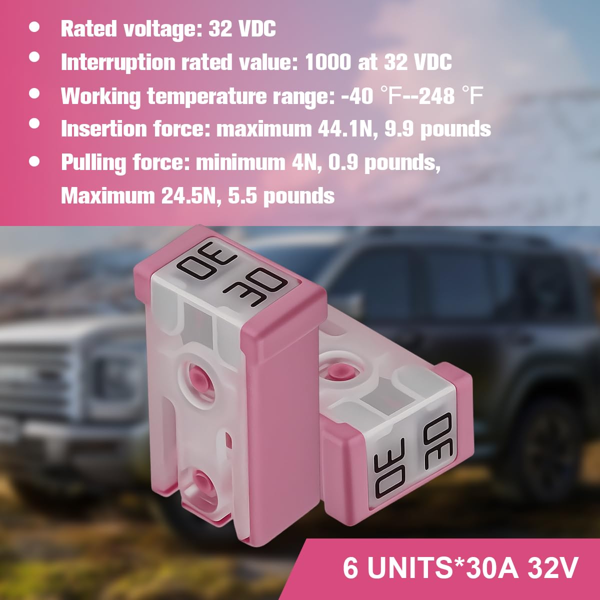 Juego de 6 fusibles de cartucho con forma de MCASE para automóvil, surtido de fusibles de 30 A 32 V, accesorios de repuesto para automóviles, universales para camiones, SUV, sedán