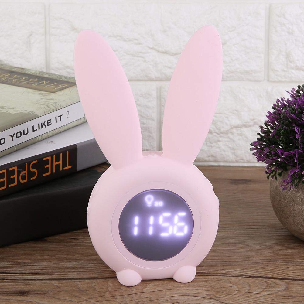 Fdit Multifunktions Cartoon Kaninchen LED Bildschirm Timing Alarm Temperatur Tischuhr MEHRWEG VERPACKUNG(Rosa)