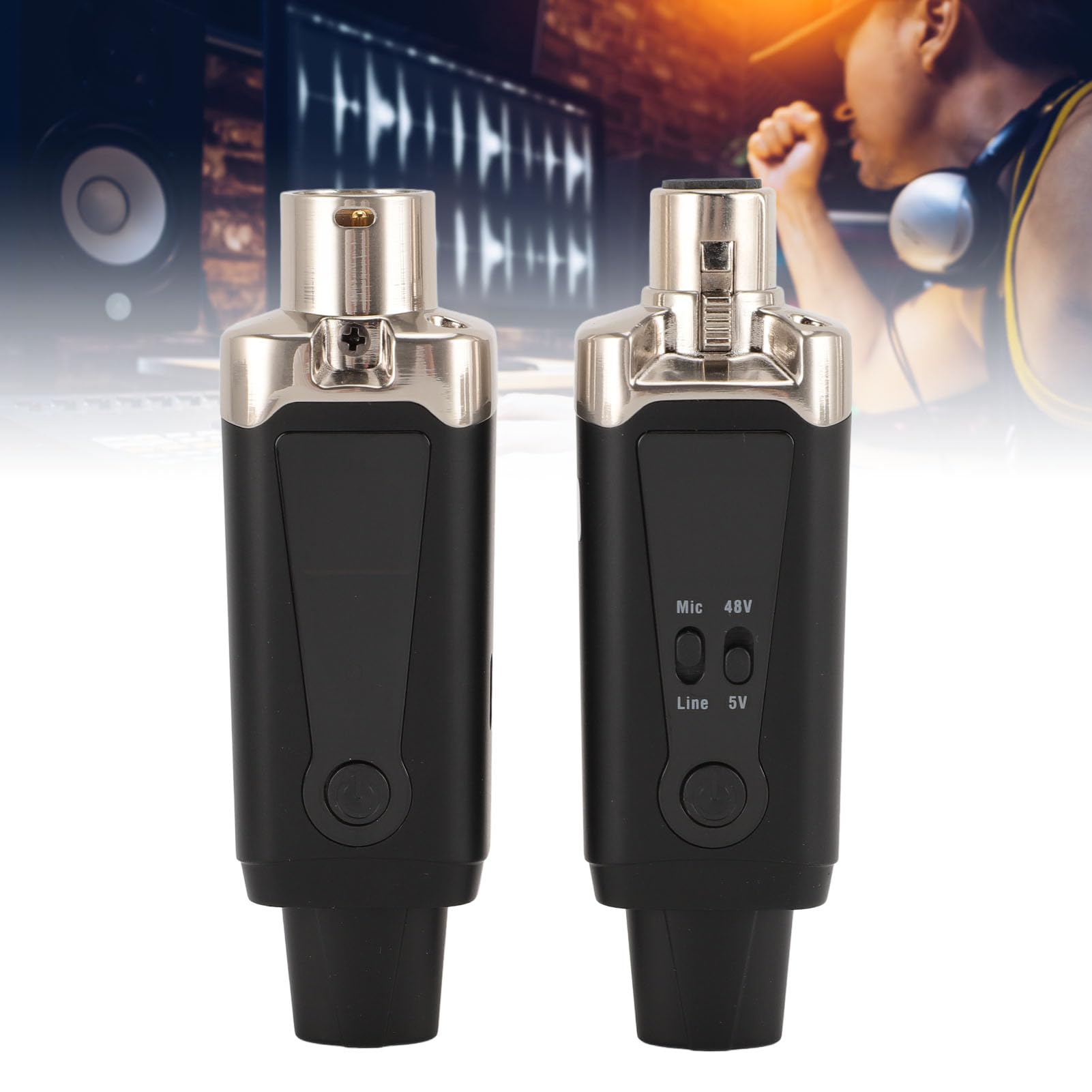UHF-XLR-Funkmikrofonadapter, Wiederaufladbares Funksystem, 48-V-Phantomspeisung für Konzerte, Bandproben, Metall-ABS, 1 Set