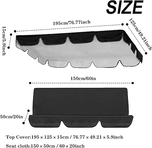 Miniatura 3 de Juego de fundas de repuesto para columpio de toldo, juego de repuesto para columpio al aire libre, cubierta de toldo de repuesto para silla de
