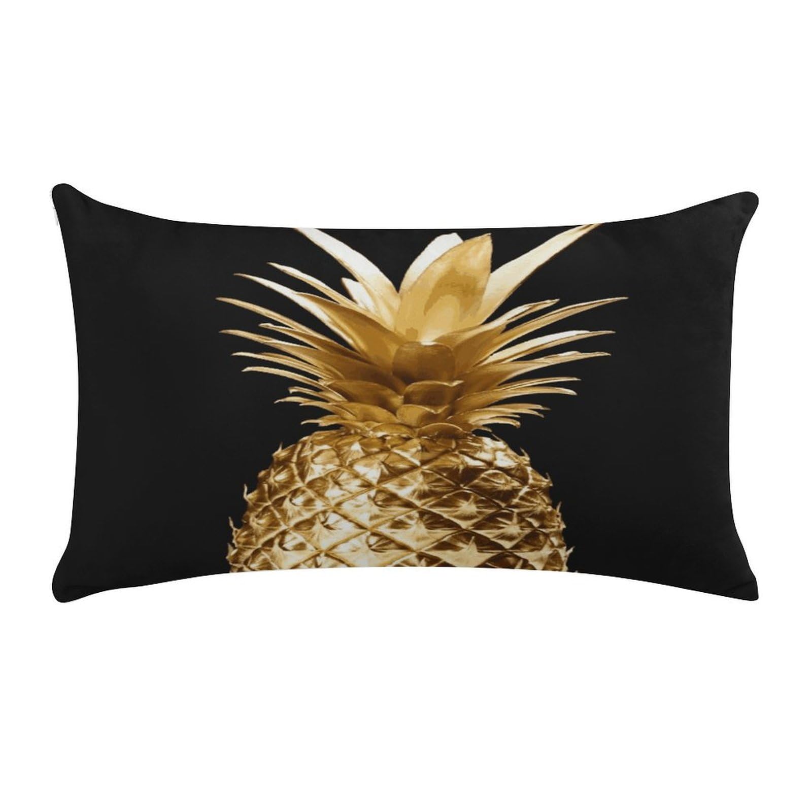 Gold Pineapple Pillow Cover Super Soft Pillowcase Luxury Cozy Fuzzy Velvet Pillow Shams Breathable Standard Pillow Cases with Zipper Wrinkle-Free Pillow Cover 12 "×20 "
