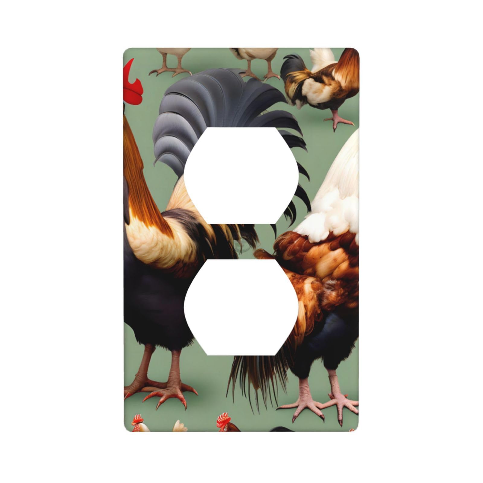 Rooster and Chicken Unbreakable Polycarbonate Switch Plate-1 Gang Screwless Wall Plate for Home Office