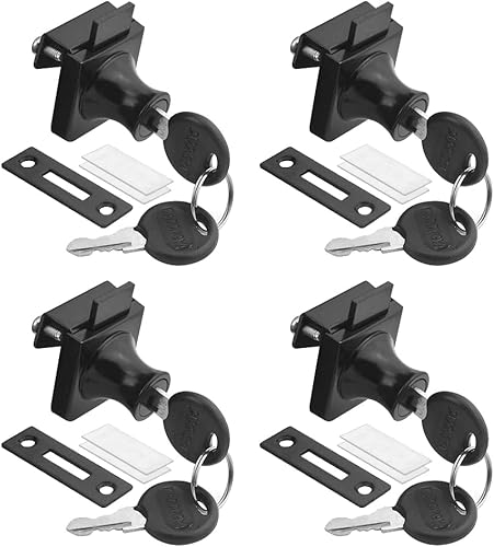 Paquete de 4 cerraduras de gabinete de aleación de zinc de doble vidrio con 2 llaves iguales para puertas de vidrio 407 de 0.177-0.315 in (407,