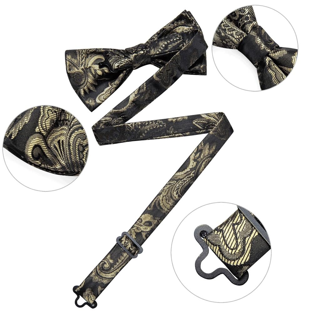 JFDBGU Pre-tied Bow Ties Adjustable Paisley Bowtie Shirt Decor Wedding Business Party Knots Men Cufflink
