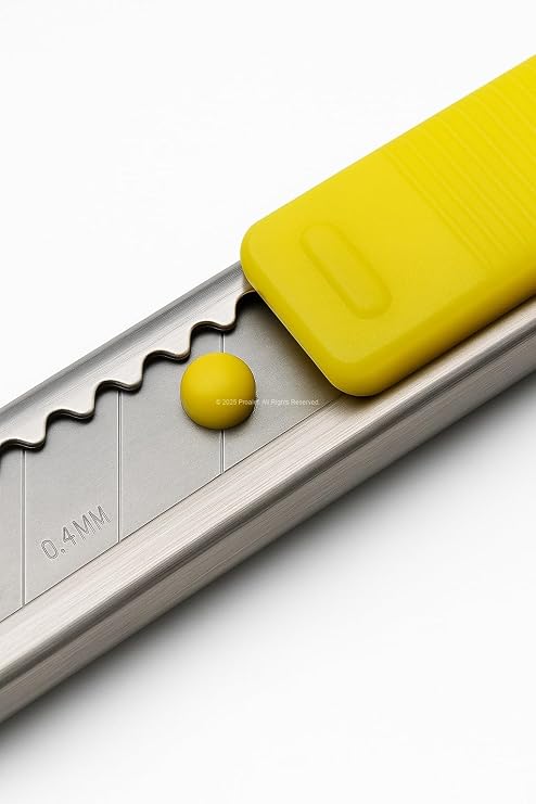 Busstier Mini Maket Bıçağı 9 mm 0.4 mm, Metal Gövdeli, Kırılabilir İnce Uçlu, Otomatik Kilitlemeli, Pratik El Aleti, Kağıt Karton Hobi ve Ofis Kesim Bıçağı