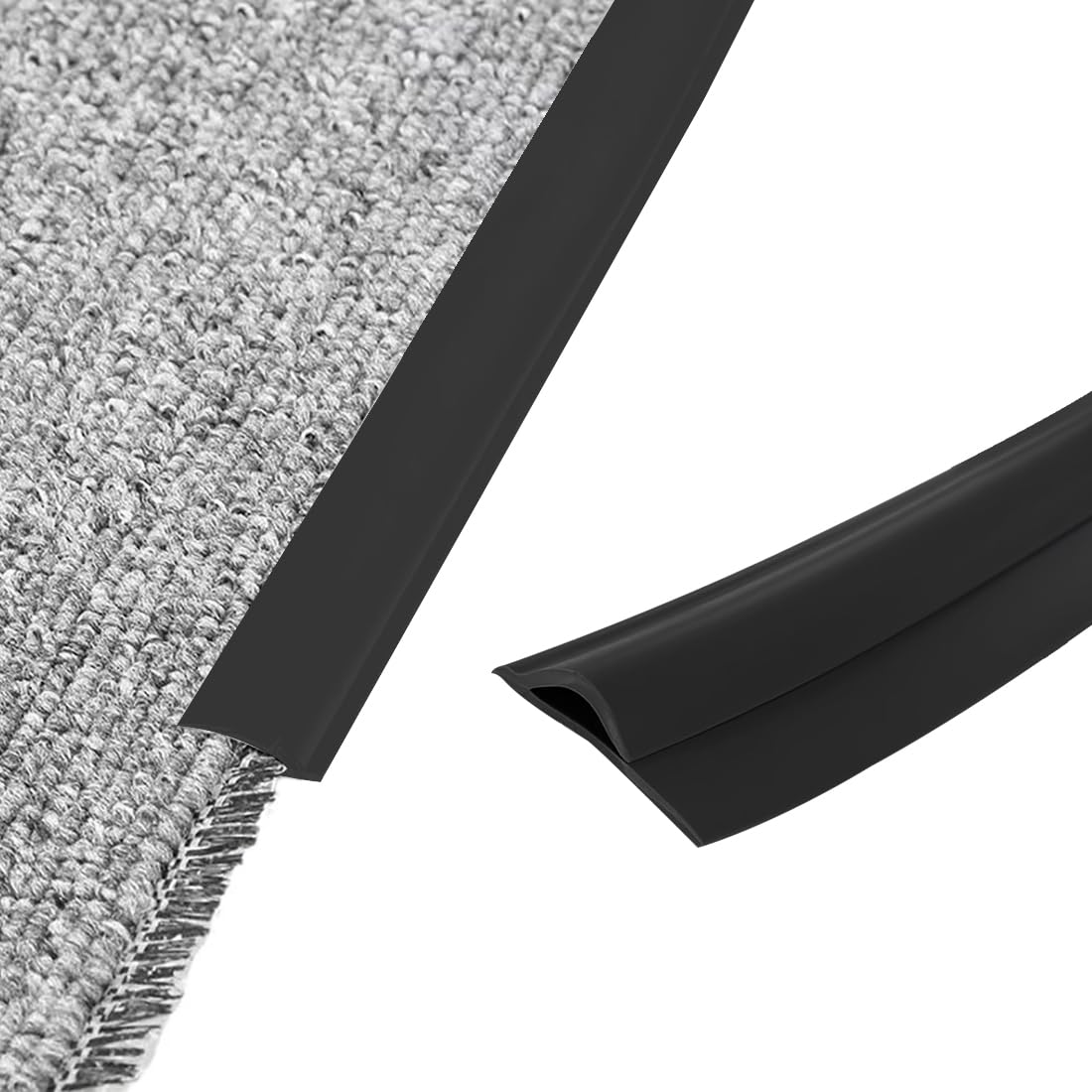 Flexible Carpet Edge Trim Strip,10 Ft Self-Adhesive Carpet Trim Strip,Carpet Transition Strip,Carpet Edging Trim Strip,Flexible Rug Edge Protector for Doorway,Black