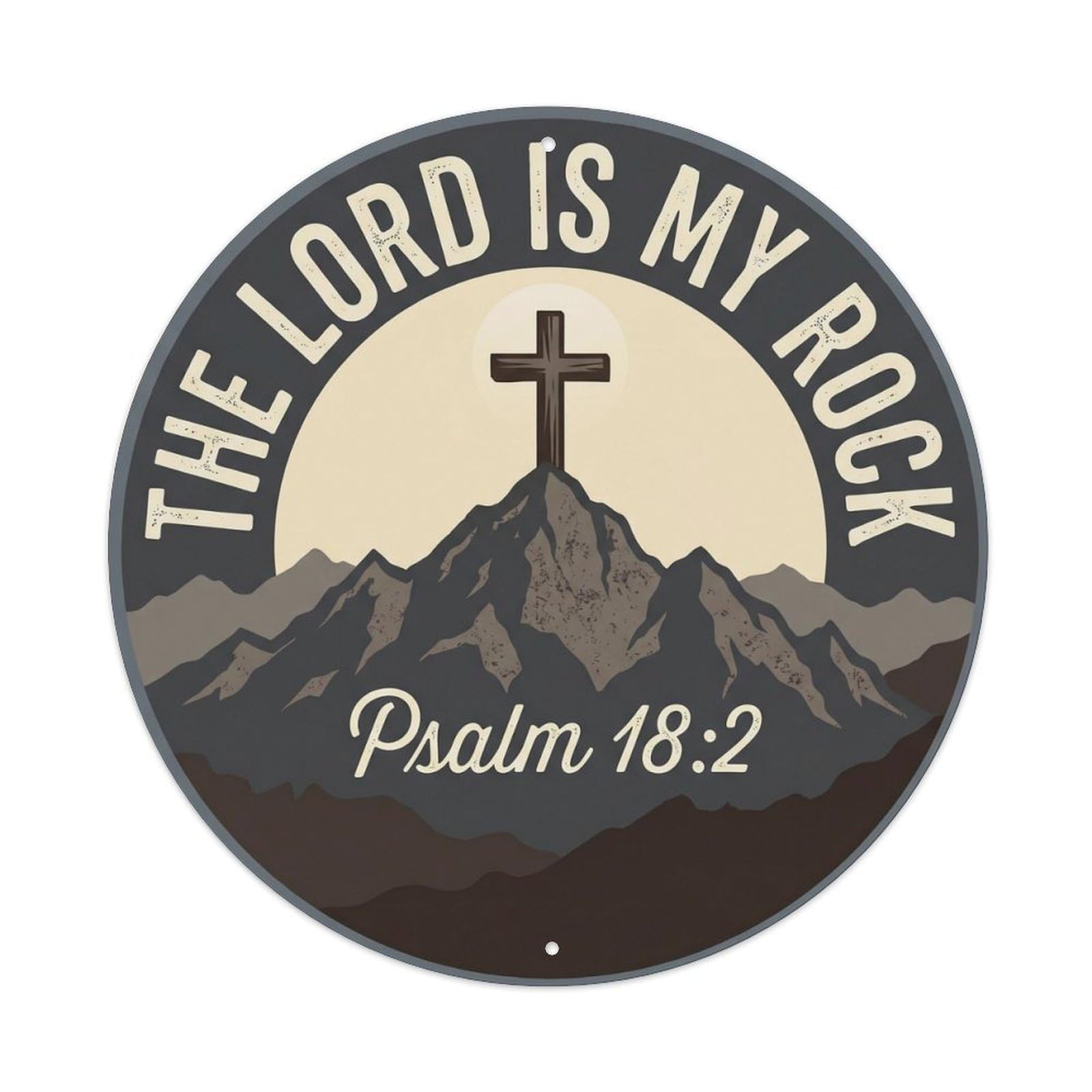 Christian Scripture Sunburst Cross Faith Circle Badge Metal Tin Sign Plaque Wall Decor for Cafe, Man Cave, Club Bar, Office, Home Garden Round Metal Poster 8x8Inch