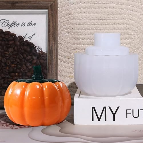 Miniatura 8 de Zayookey Tarros de calabaza, molde de resina, caja de almacenamiento de Halloween, moldes de silicona, caja de joyería de calabaza, molde de