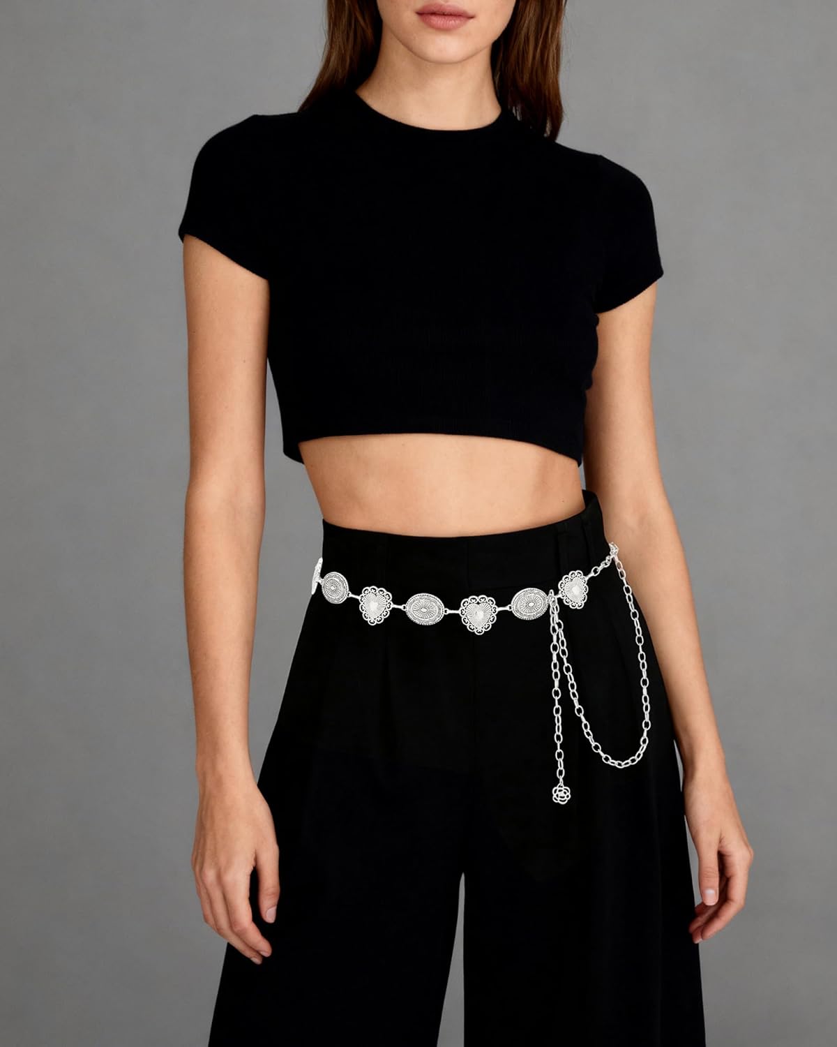 AWAYTR Western Concho Belt for Women - Boho Metal Waist Chain Belt for Dresses Country Concert Outfit - Image 4