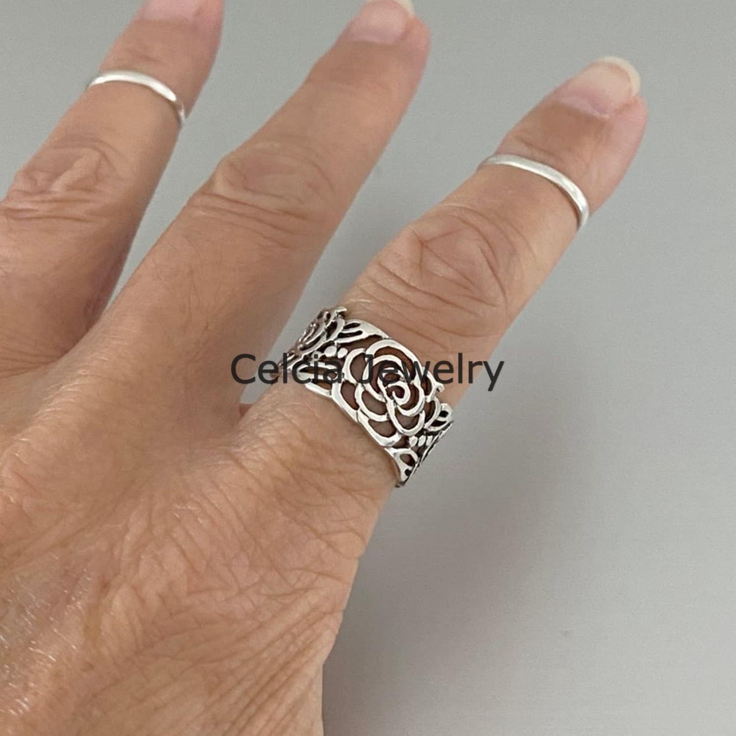Solid 925 Sterling Silver Large Filigree Butterfly Ring, Boho Ring, Spirit, Metaphysical Gifts for Women, Minimalist, Unique Mothers Day