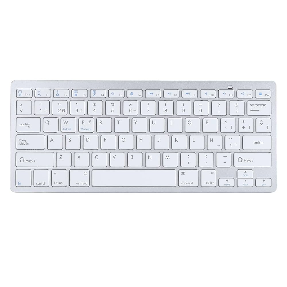 ASHATA Clavier Espagnol, Clavier Espagnol sans Fil BT Ultra