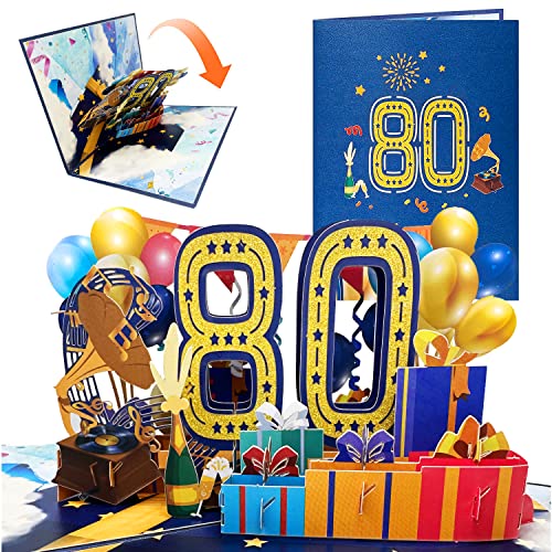 Biglietti Biglietto Auguri Compleanno 80 Anni 3d