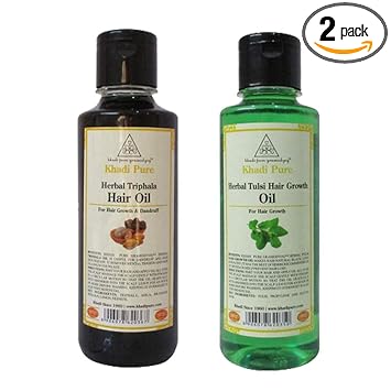 Khadi Pure Triphala & Tulsi Hair Growth Hair Oil, 210 ml (Pack of 2)