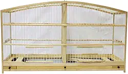 Gaiola Passarinho Em Madeira - Reprodução Canário/Coleira/Curió - Abaulada Natural