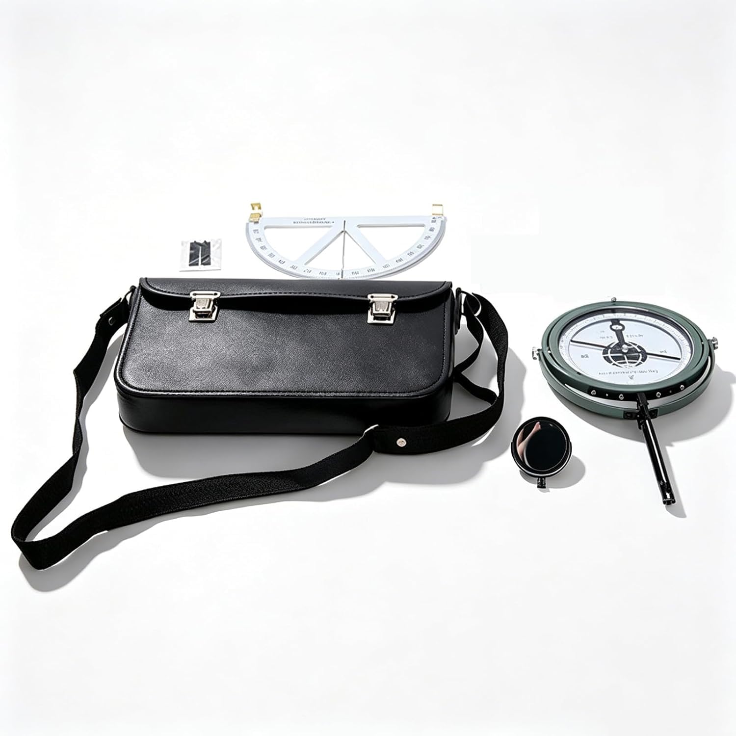 Kit de brújula de minería con medidor de pendiente y funda protectora, nivela automáticamente con puntero de amortiguación, escala transparente para una medición precisa de la dirección en topografía