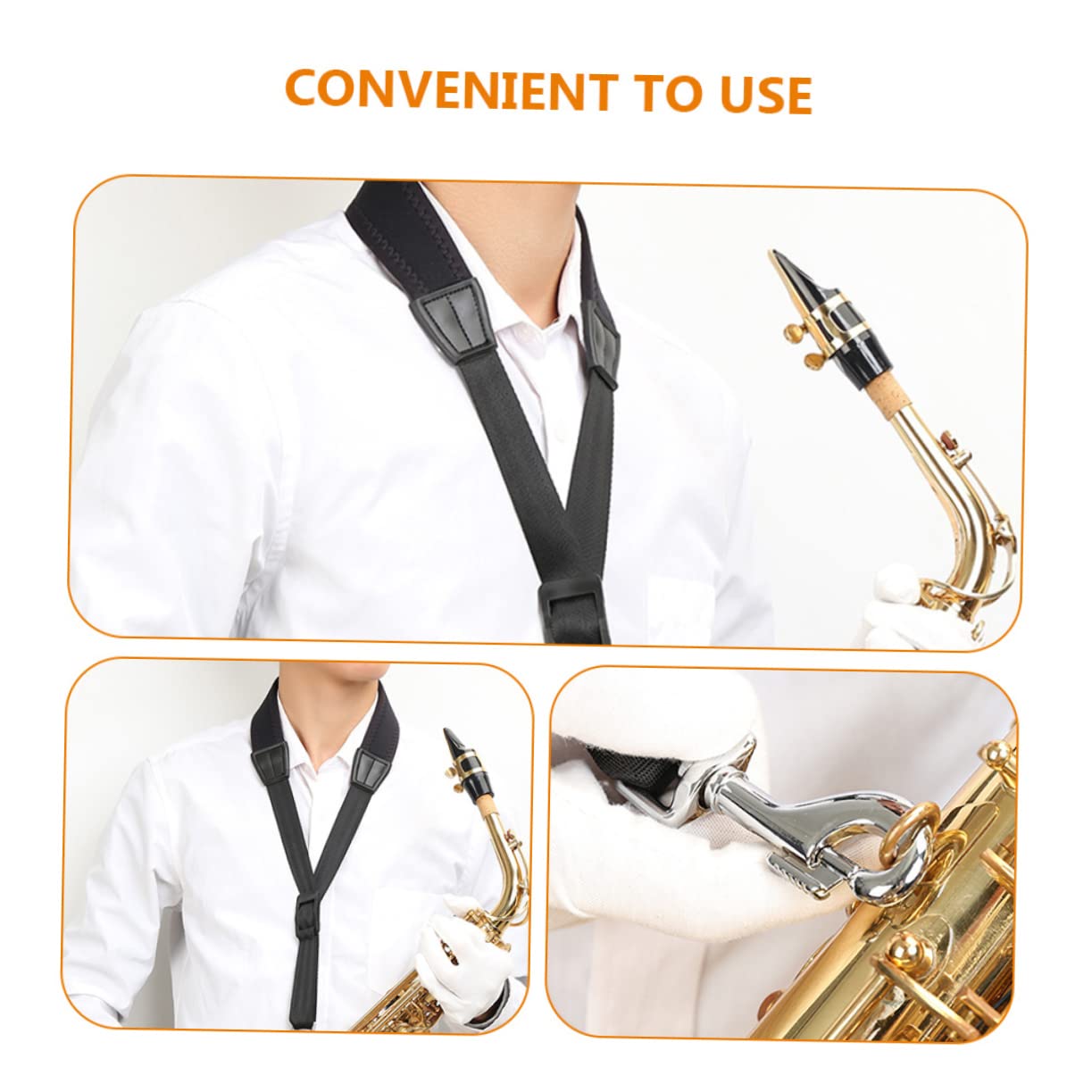 Abaodam 3pezzi Regolabile Per Saxofono Tracolla Comfort Per Tenore e Soprano Gancio Per Musicisti