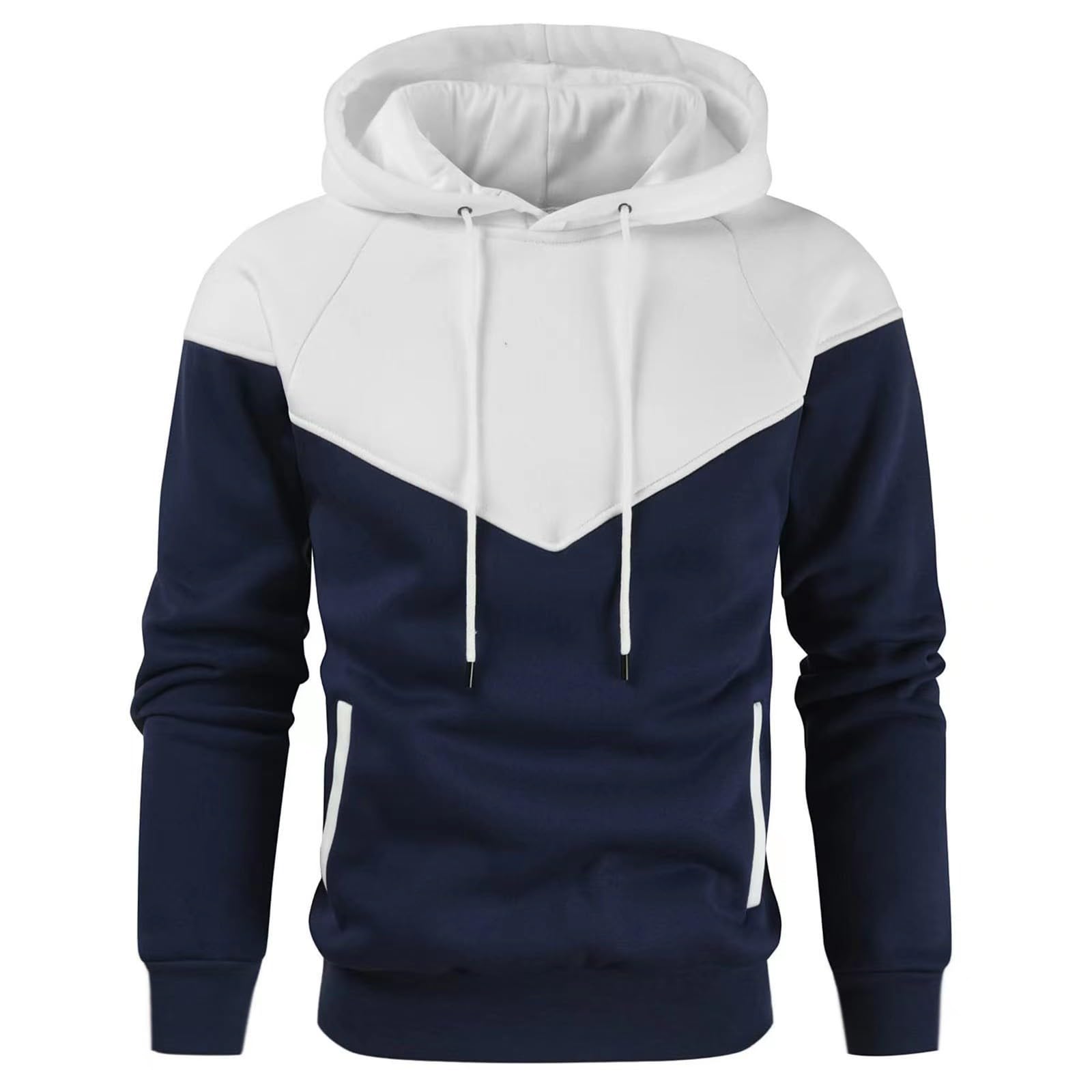 Męska bluza z kapturem bluza z kapturem kolor blokowy sweter z długim rękawem sweter z kapturem na co dzień sportowe topy z kieszenią