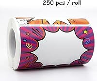 Vista 2 de Etiquetas adhesivas de nombre grandes, 250 unidades, autoadhesivas, etiquetas de nombre, 6 diseños diferentes, 3.5 x 2.25 pulgadas (nube de burbuja)