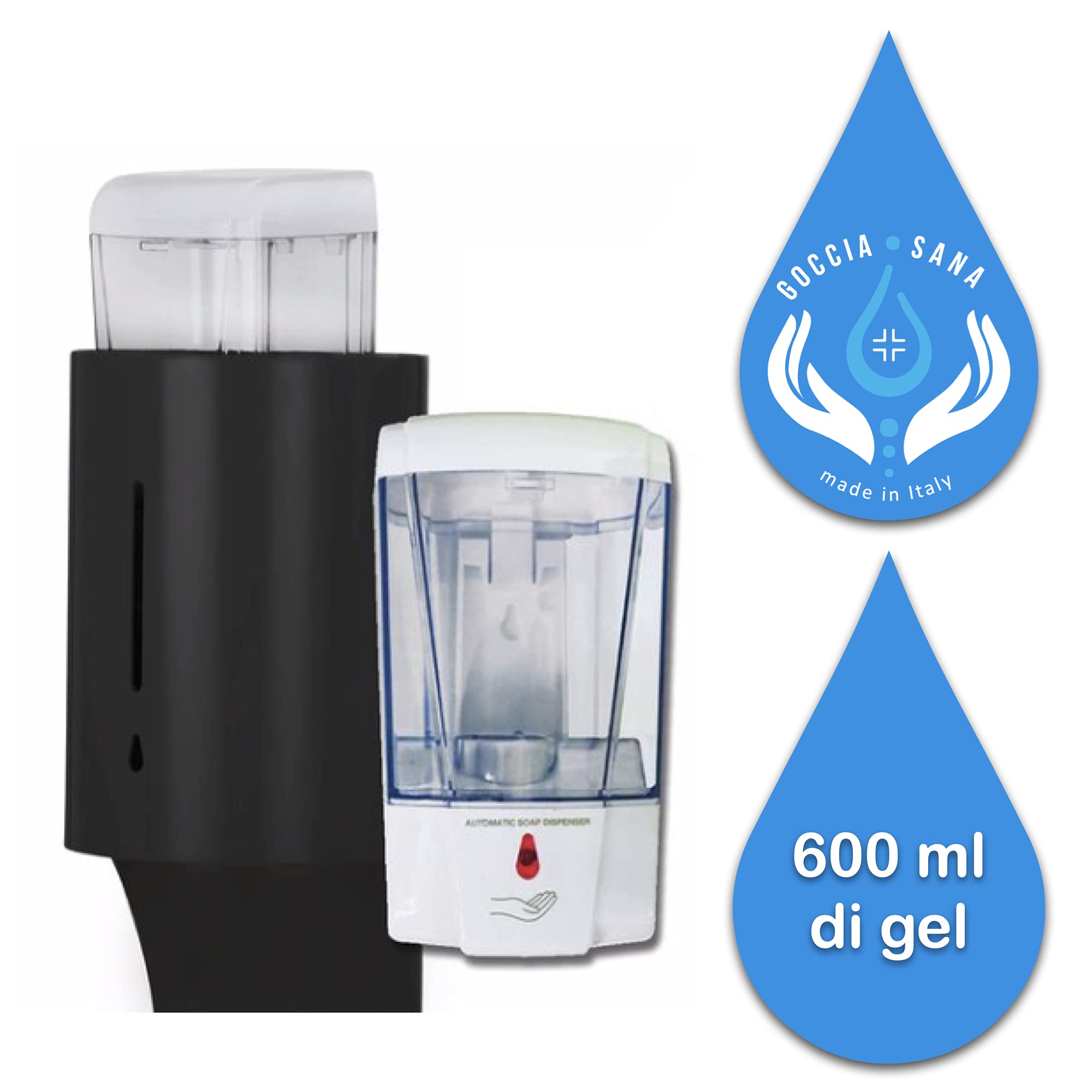 Dispensador automático Gocciasana | dosificador automatico gel hidroalcoholico | soporte gel hidroalcoholico