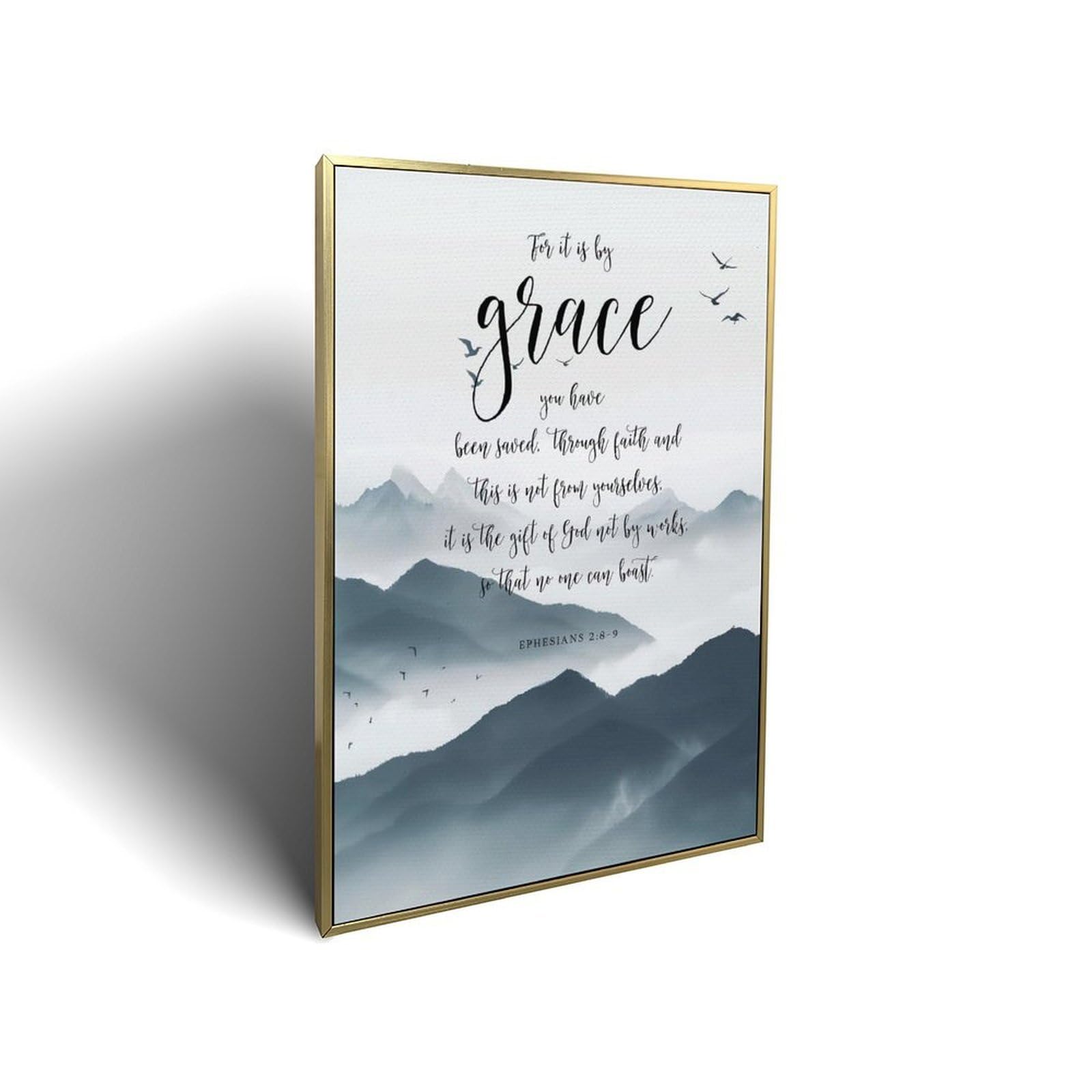 Ephesians 2 8-9 Grace Religious Christian Scripture Framed Canvas Wall Art