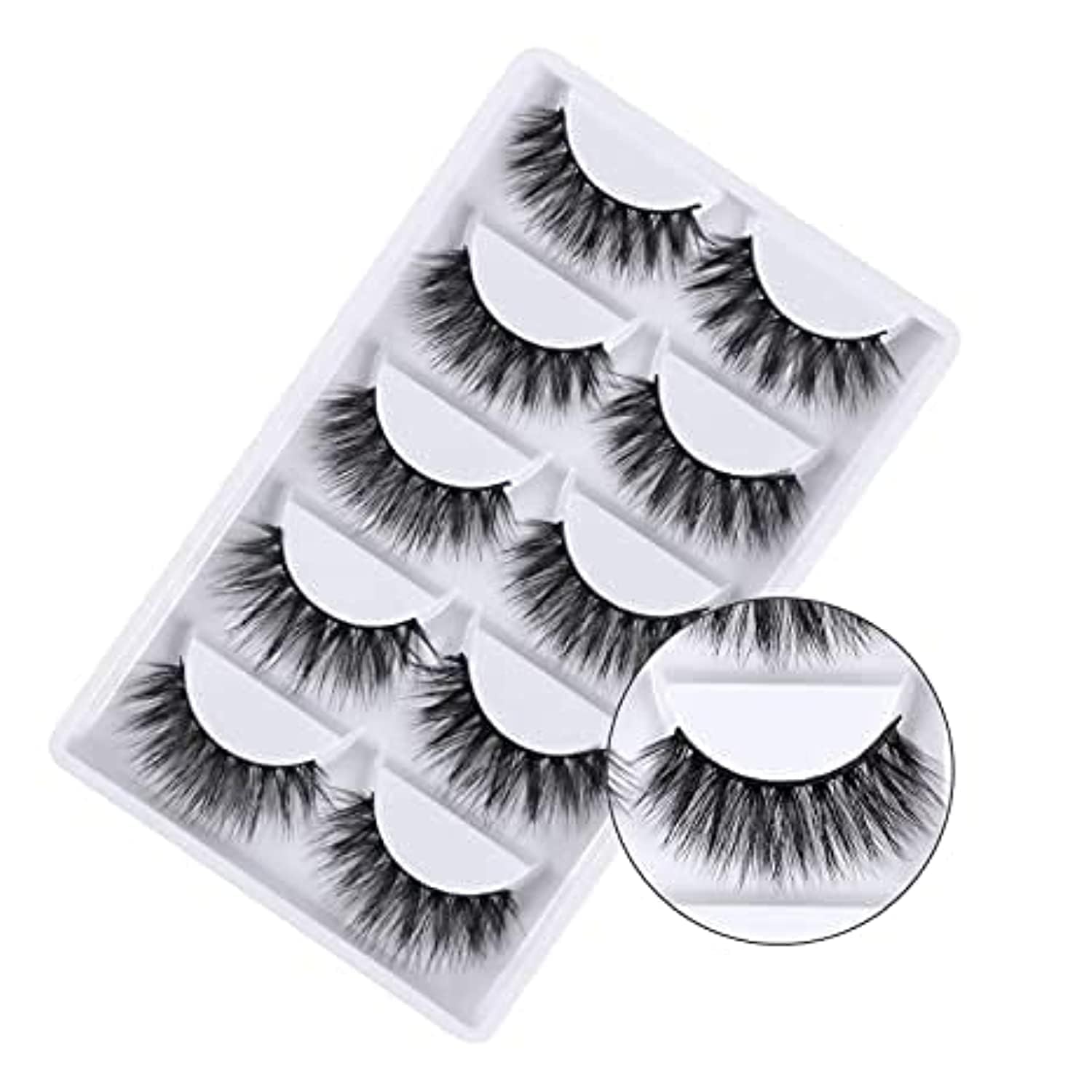 ORiTi 3D False Eyelashes, 3D Faux Mink Fake Eyelashes Handmade Dramatic Thick Crossed Cluster False Eyelashes Black Nature Fluffy Long Soft Reusable,Style 1 (5 Pairs)