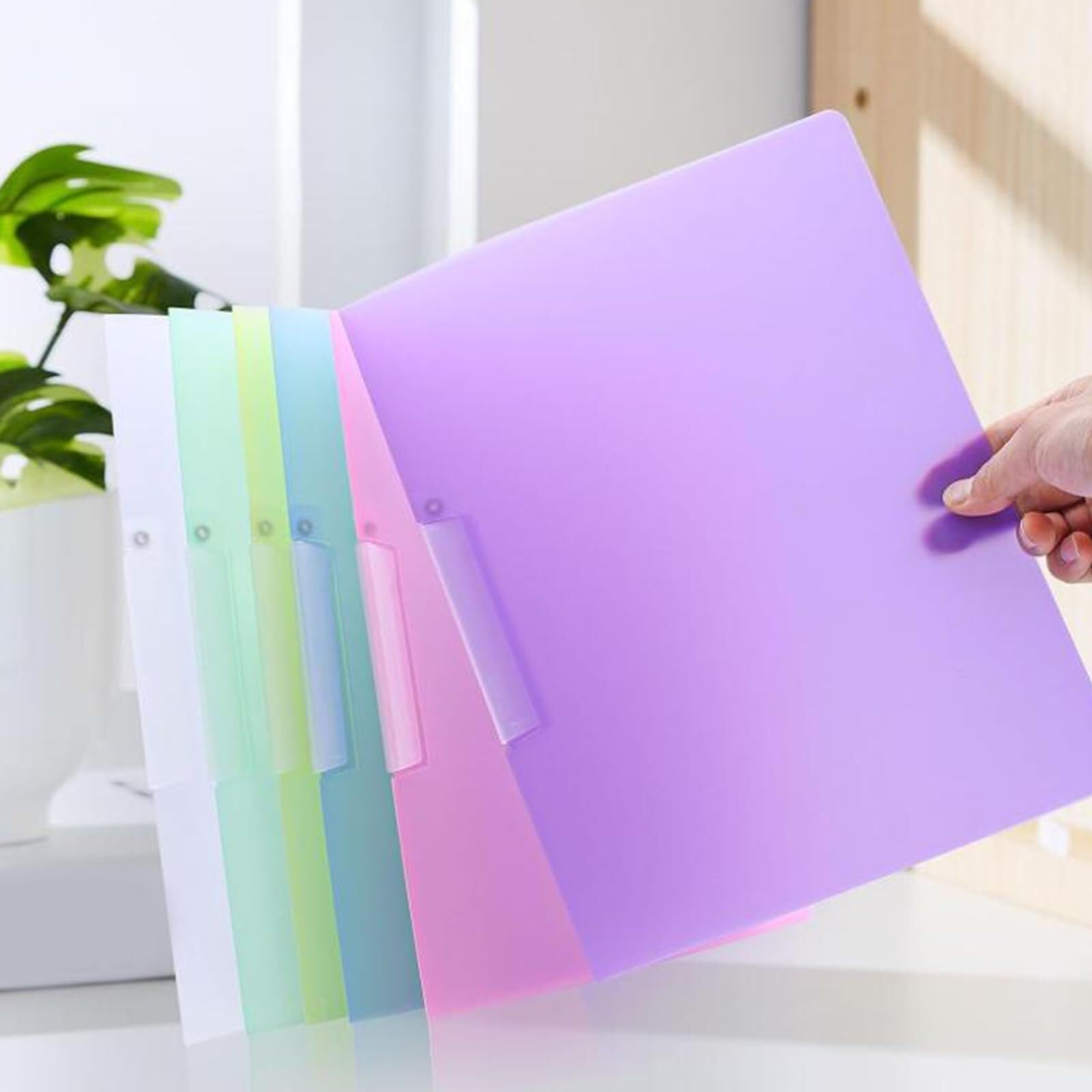 Presentazione di buste portadocumenti color caramello addensate da 6 pezzi cartella