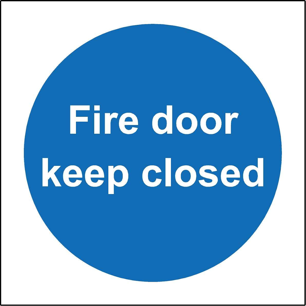 Fire door keep closed Safety sign - 1.2mm Rigid plastic 100mm x 100mm
