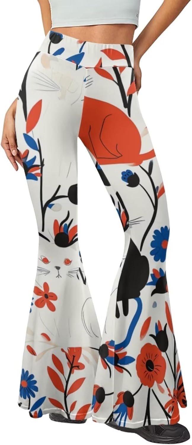 Modysero Flare Leggings for Women Fashion Funny Bell Bottom Yoga Pants Outdoor Party Dancing Work Daily Loose Trousers