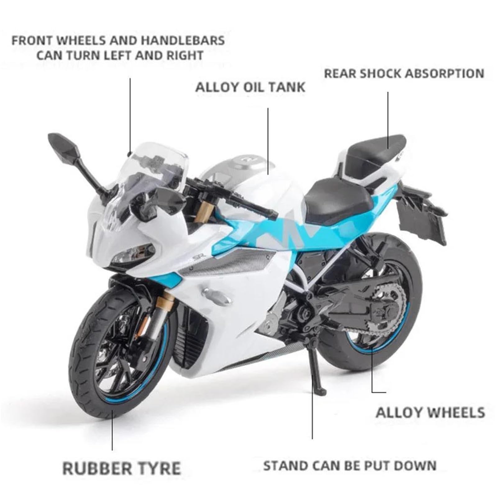 Modello di moto Modellino Di Motocicletta In Scala 1:12, Pressofuso, Portatile, Da Corsa, Dito, Giocattolo Collezione, Per CFmoto 250SR 250 SR(White)