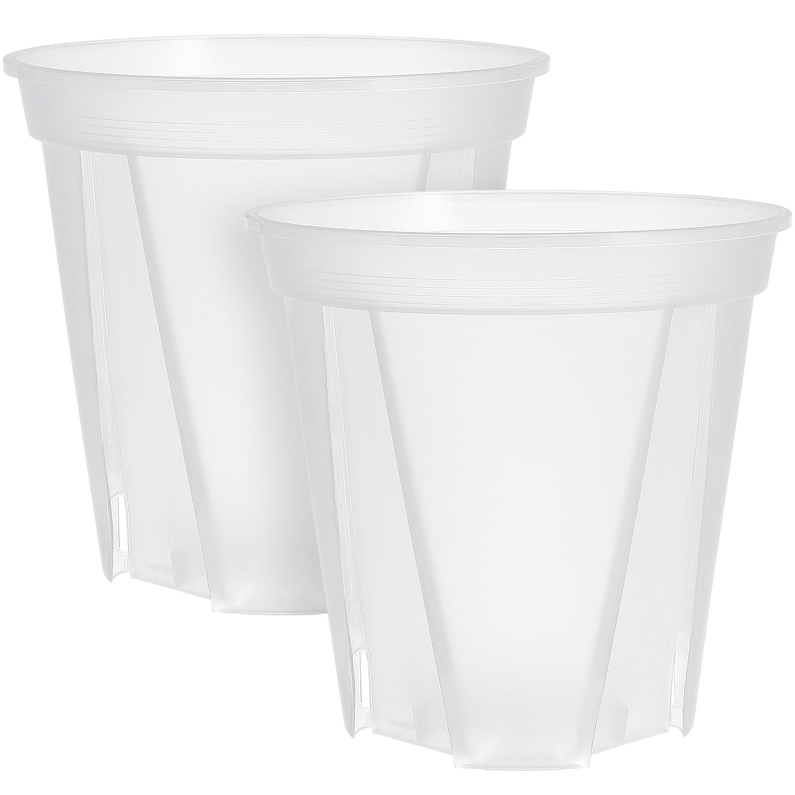 2 Stück Pflanztopf Durchsichtig 24cm mit Abflussloch, Transparenter Orchideentopf Kunststoff, Großer Kulturtopf Innentopf für Sukkulenten & Zimmerpflanzen zur Wurzelkontrolle