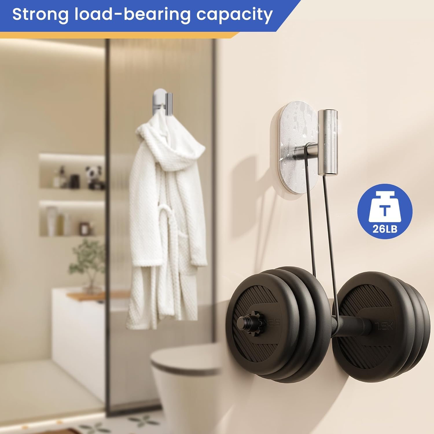 Aikzik 4 Pack Large Self Adhesive Hooks, Stainless Steel Sticky Hook Heavy Duty, Over 12kg Load - Image 3