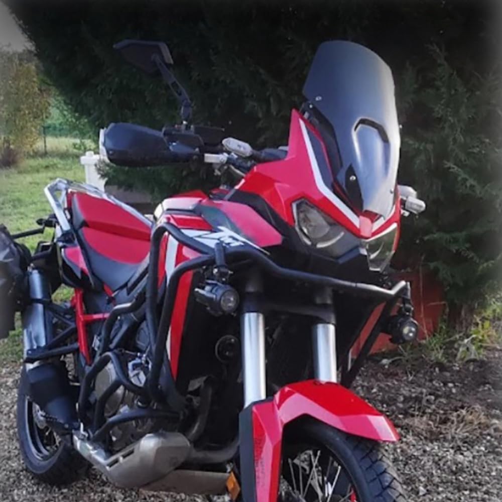 avdb-moto Szyba/Deflektor wiatru kompatybilny z HONDA CRF 1100 AFRICA TWIN 2020-2023, AFRICA TWIN 1100 ADVENTURE SPORTS 2020-2023 Z poliwęglanu (Przyciemniana - Podwójna krzywizna)