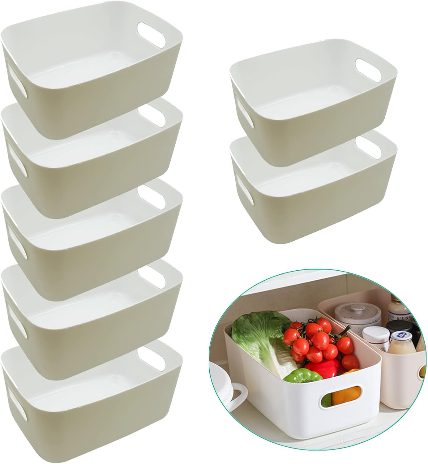 Amazon.com: Set Of 7 Plastic Storage Bins for Toy Kitchen Under ...