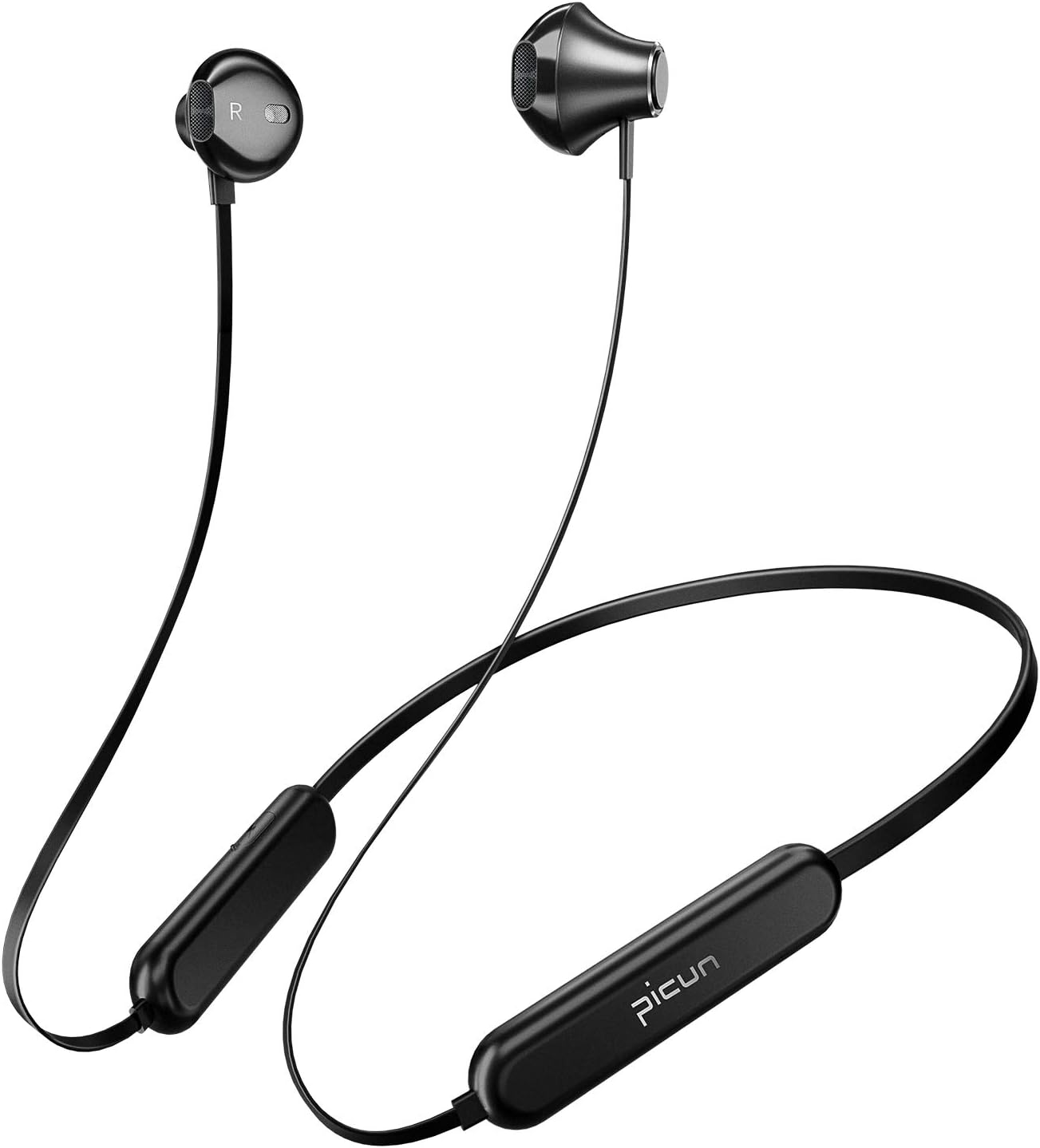 Picun X2S Wireless Earphones Neckband Bluetooth 5.0 Headphones with 20 Hours Playtime, Noise Cancelling Mic, Richer Bass HiFi Stereo in-Ear Sport Wireless Earbuds for Workout, Jogging, Gym(Black)