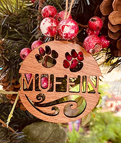 Personalized Cat's Name 2022 Solid Wood Christmas Ornament #TOP4