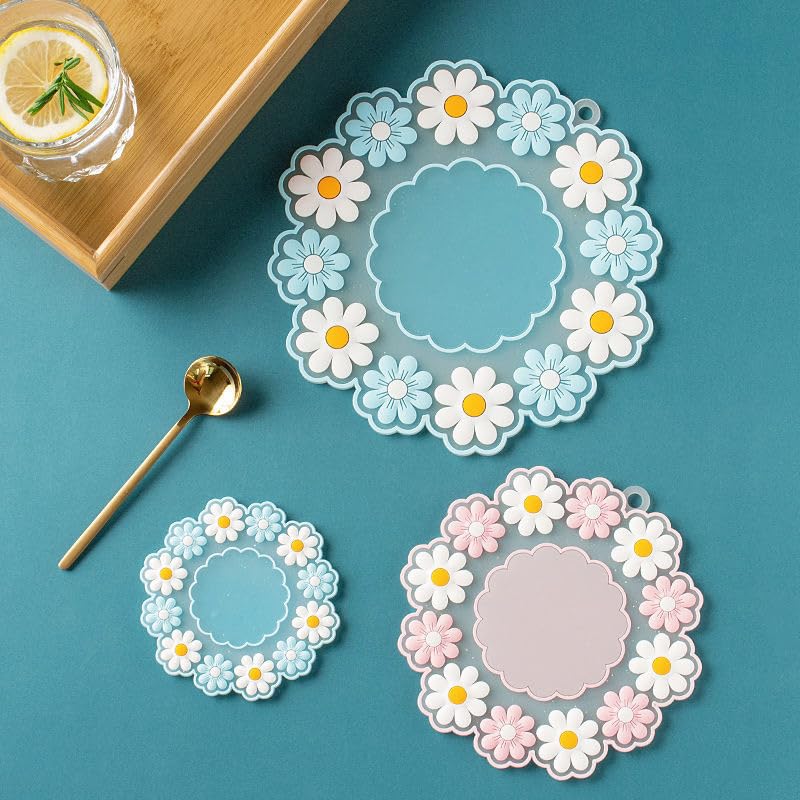 Puno Silicone Hot Pot Holder/Hot Mat/Dining Table mat(3 Set) S-9cm,M-15cm,L-19cm) mat Finish Trivet (Pack of 3)