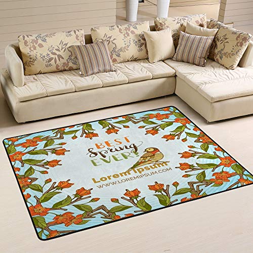 Tapis pour terrasse lavable en polyester rouge motif fleurs