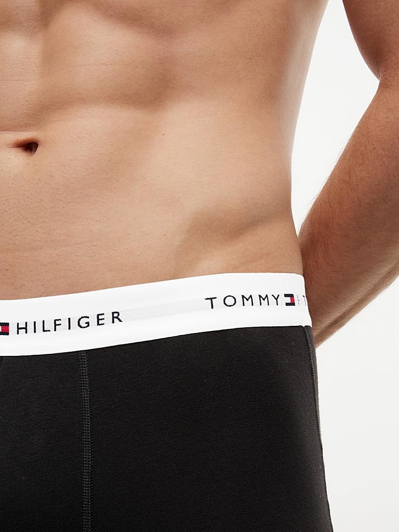 Tommy Hilfiger Herren 3er Pack Boxershorts Briefs mit Logobund, Schwarz (Black/Black/Black White Wb), M