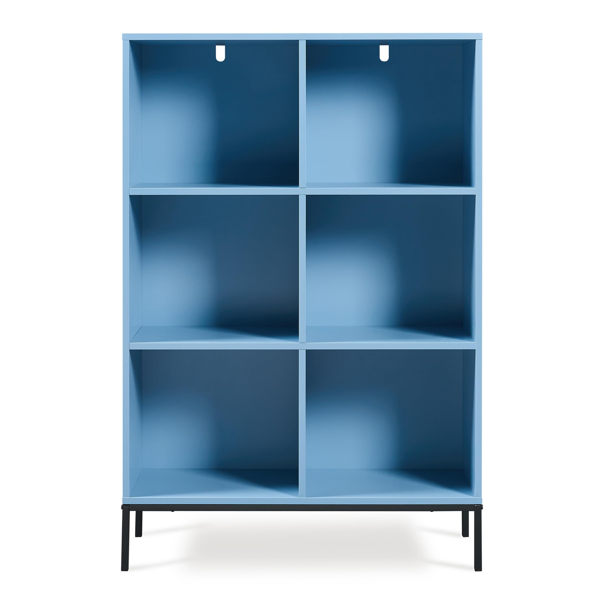 [en.casa] Libreria a 6 Ripiani Aperti Scaffale da Terra con Scomparti Vani Portaoggetti Libri Mobile Espositore per Soggiorno Cameretta Corridoio Ufficio 120 x 80 x 30 cm - Blu