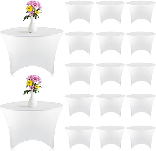Peryiter Paquete de 15 manteles redondos de elastano, ajustados, elásticos, para bodas, fiestas, restaurantes, banquetes, cócteles y Halloween