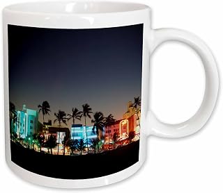 3dRose USA, Florida, Miami Beach, Ocean Drive, Art Deco Hotels at dusk. 11oz Mug