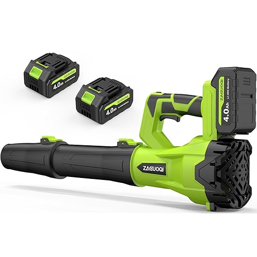Leaf Blower Cordless 650CFM 288MPH Electric Leaf Blower with 2 x 4.0Ah Battery Operated, 6 Speed Mode, 20V Powered Handheld Blowers for Lawn Care, Patio, Dust, Blowing Leaves