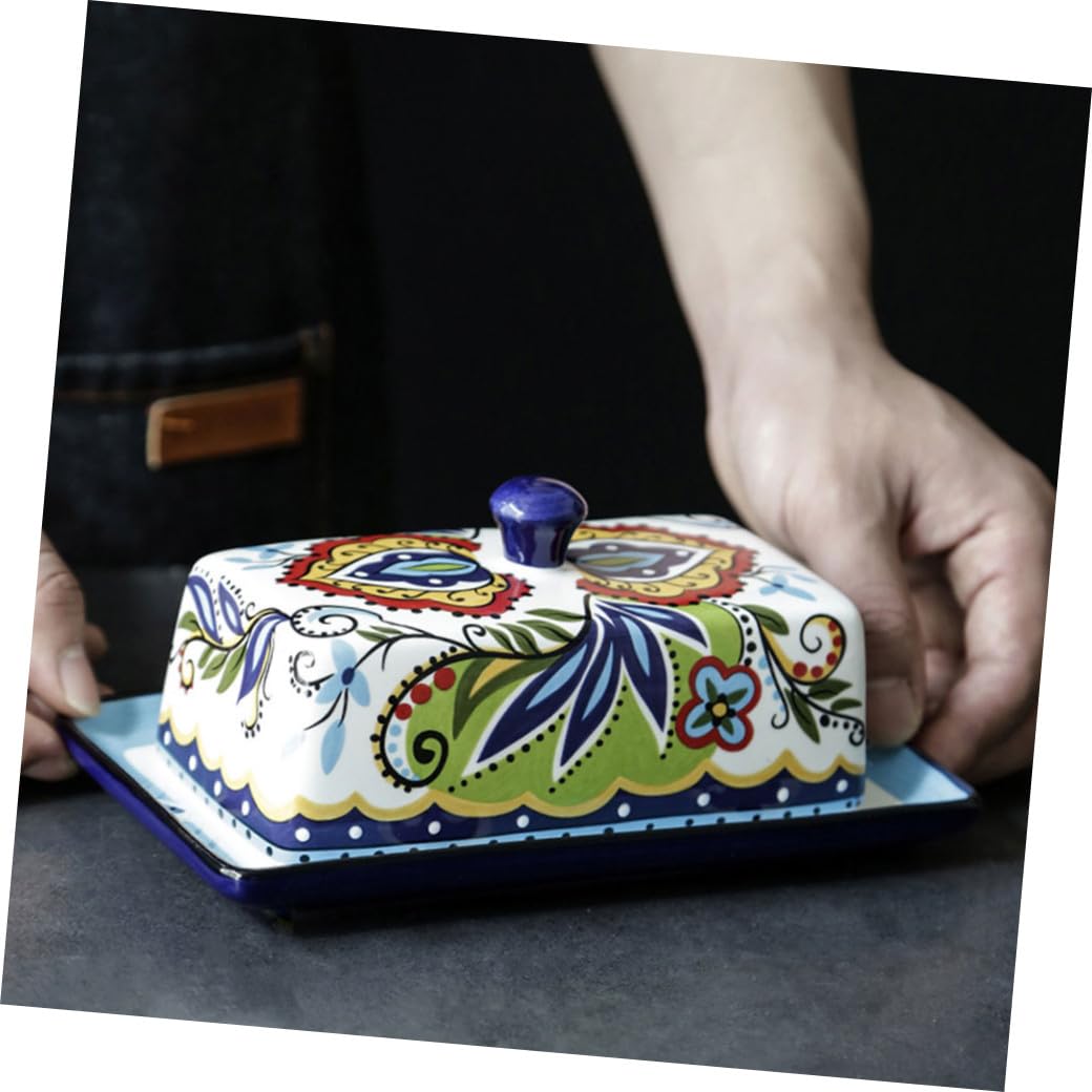 Beurrier Design Rectangulaire Étroit 250g en Céramique Couvercle