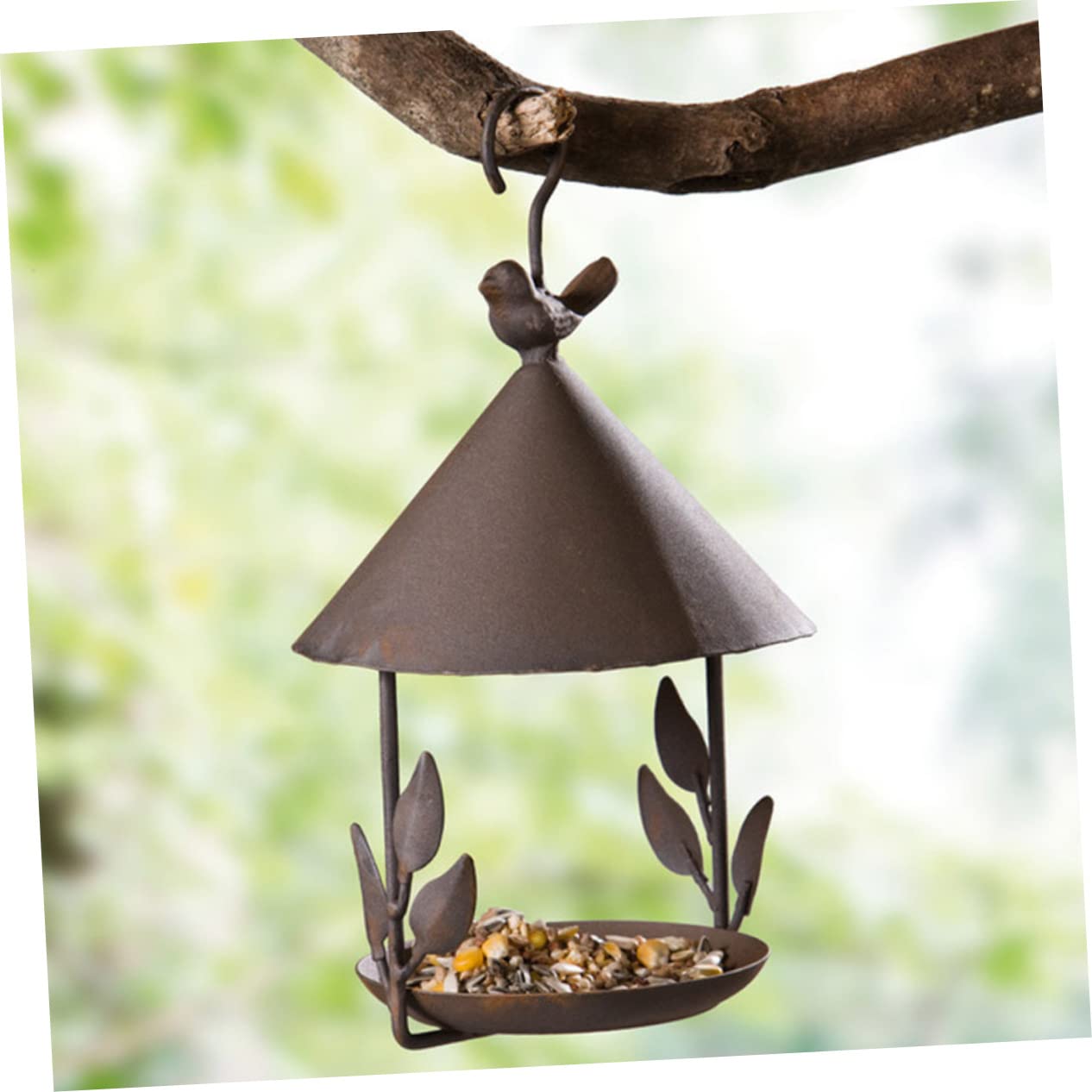 TOYANDONA Mangiatoia per Uccelli Decorazione Outdoor in Ferro da Giardino Design Unico, Sospesa per Pappagalli e Uccelli per Giardino e Voliera