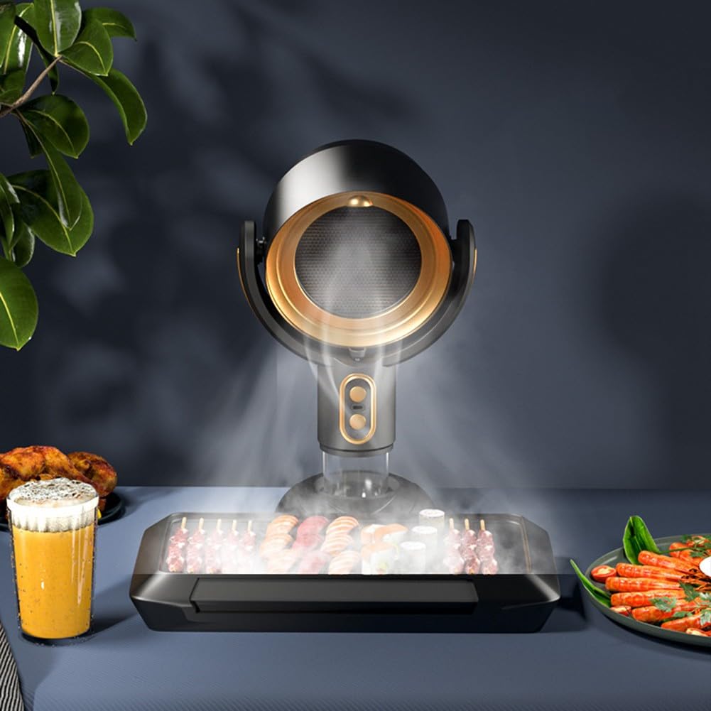 Desktop-Dunstabzugshaube, tragbare Mini-Dunstabzugshaube, tragbare Dunstabzugshaube für Wohnungen, mit USB-Ladefunktion und leichtem Design, perfekt für Kochlösungen (Schwarzgold)