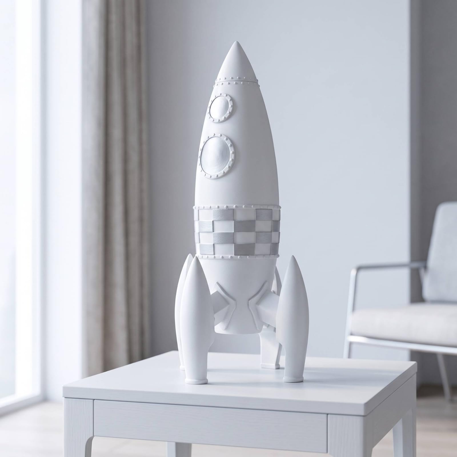 Figura Cohete Níveo Cohete corativo Morno Estatuilla para Niños