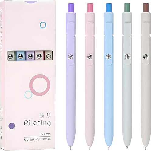 Miniatura 1 de DRMAVI 5 bolígrafos de tinta de gel retráctiles, bolígrafos de tinta negra, punta fina de 0.020 in, bolígrafos estéticos de escritura suave,