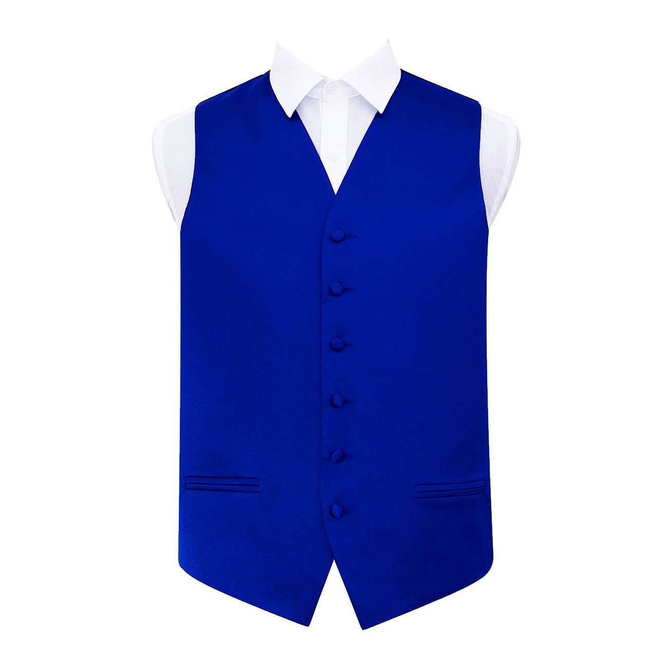 Dqt Men's Royal Blue Plain Satin Waistcoat - Wedding, Business & Formal Suit Vest - 44" (2Xl)