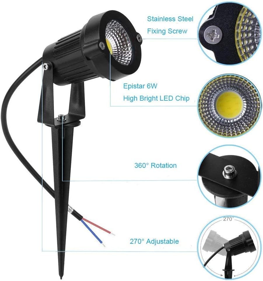 Miniatura 3 de Youngine - Paquete de 2 luces LED de bajo voltaje de 12 V, impermeables, para exteriores, paredes, árboles, banderas, focos de 5 W, COB, jardín,